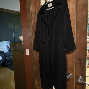 OAK + FORT Black Long Trench Coat
